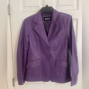 NWT Metrostyle Leather Blazer Jacket Purple Size 8